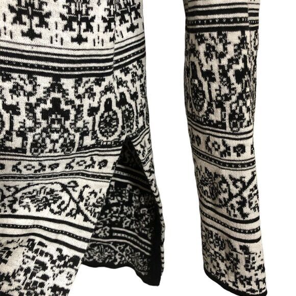 J. Jill cardigan Small 100% cotton open high low hem artistic shrug black white - Picture 4 of 7